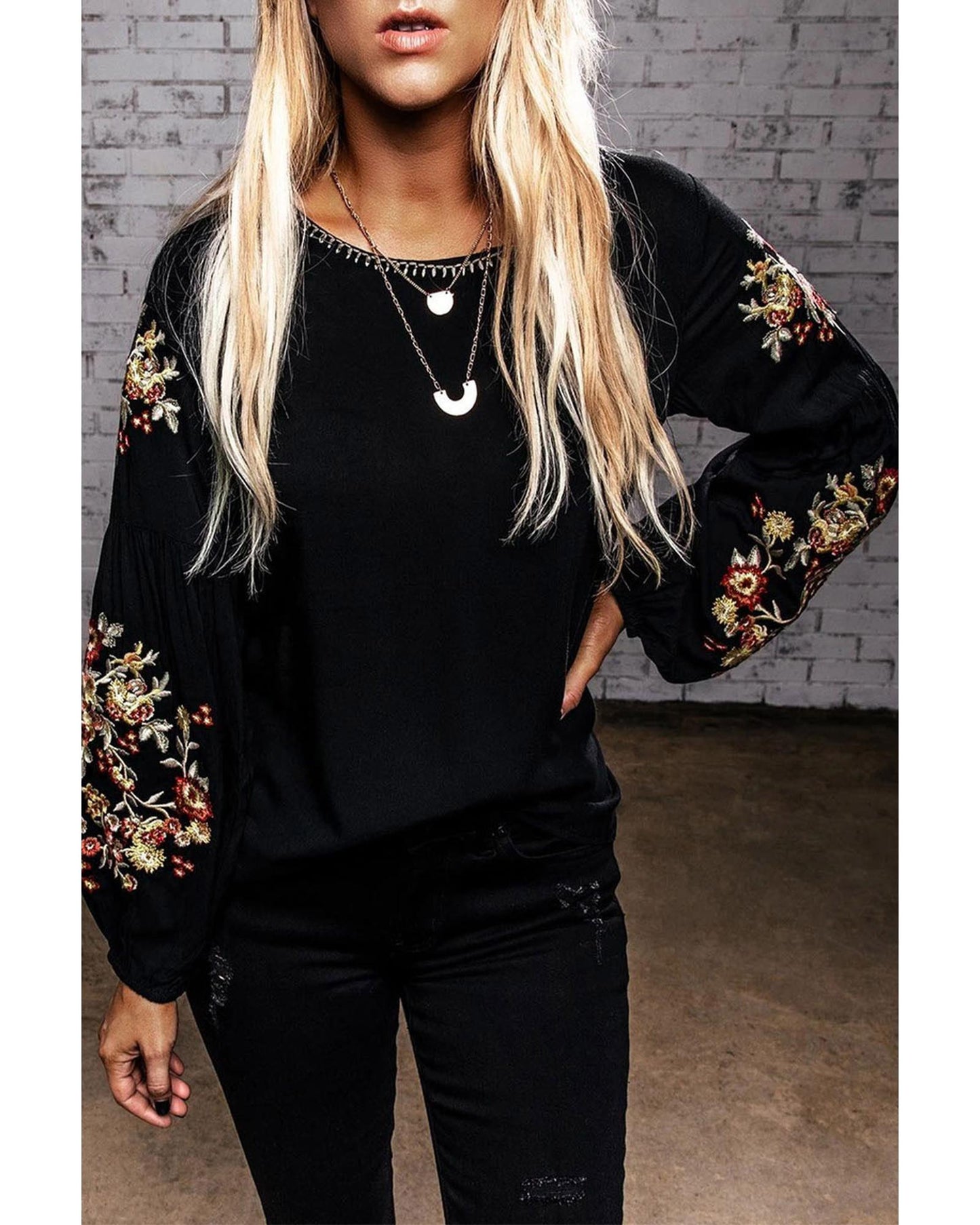 Azura Exchange Embroidered Long Sleeve Top - 2XL