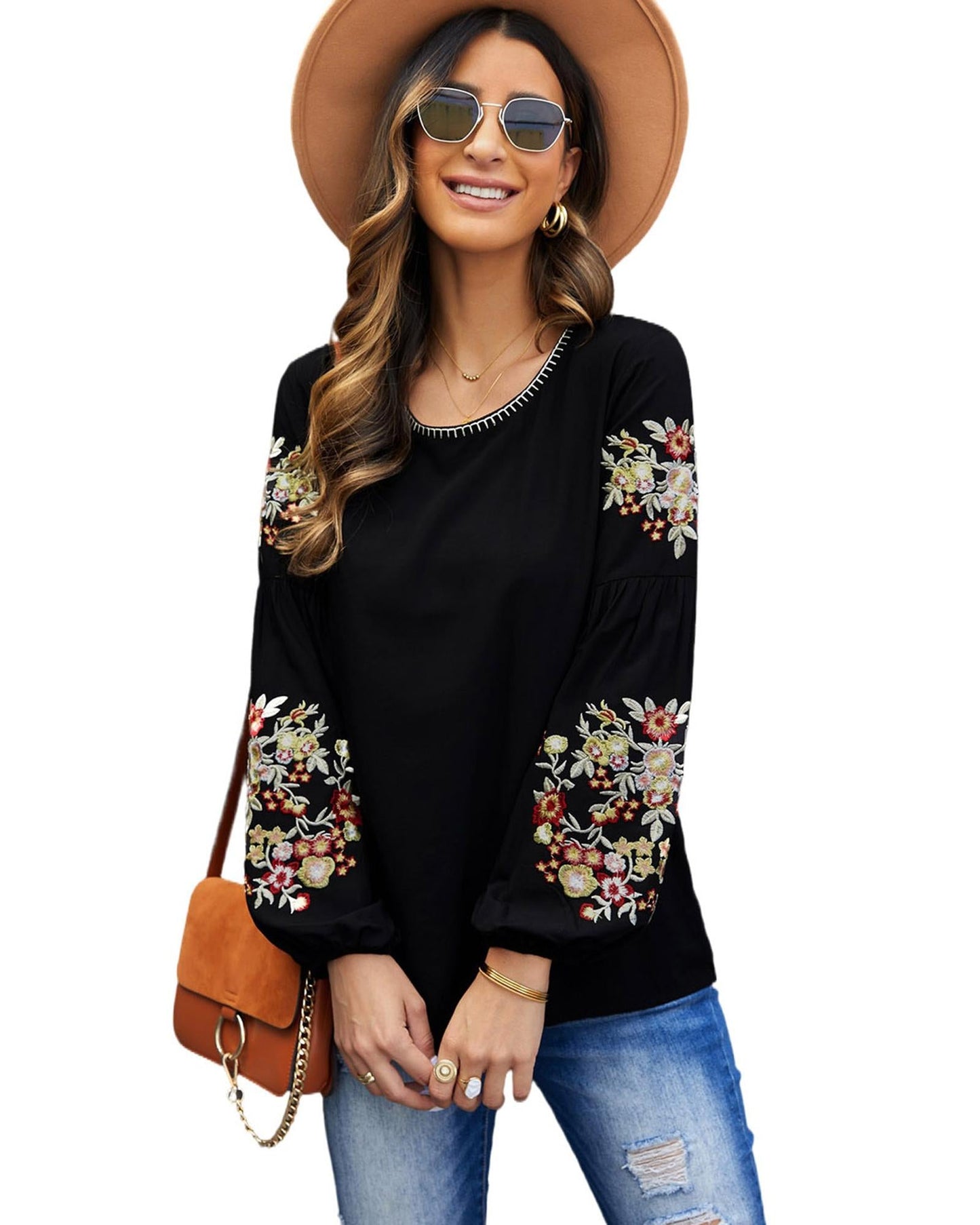 Azura Exchange Embroidered Long Sleeve Top - 2XL