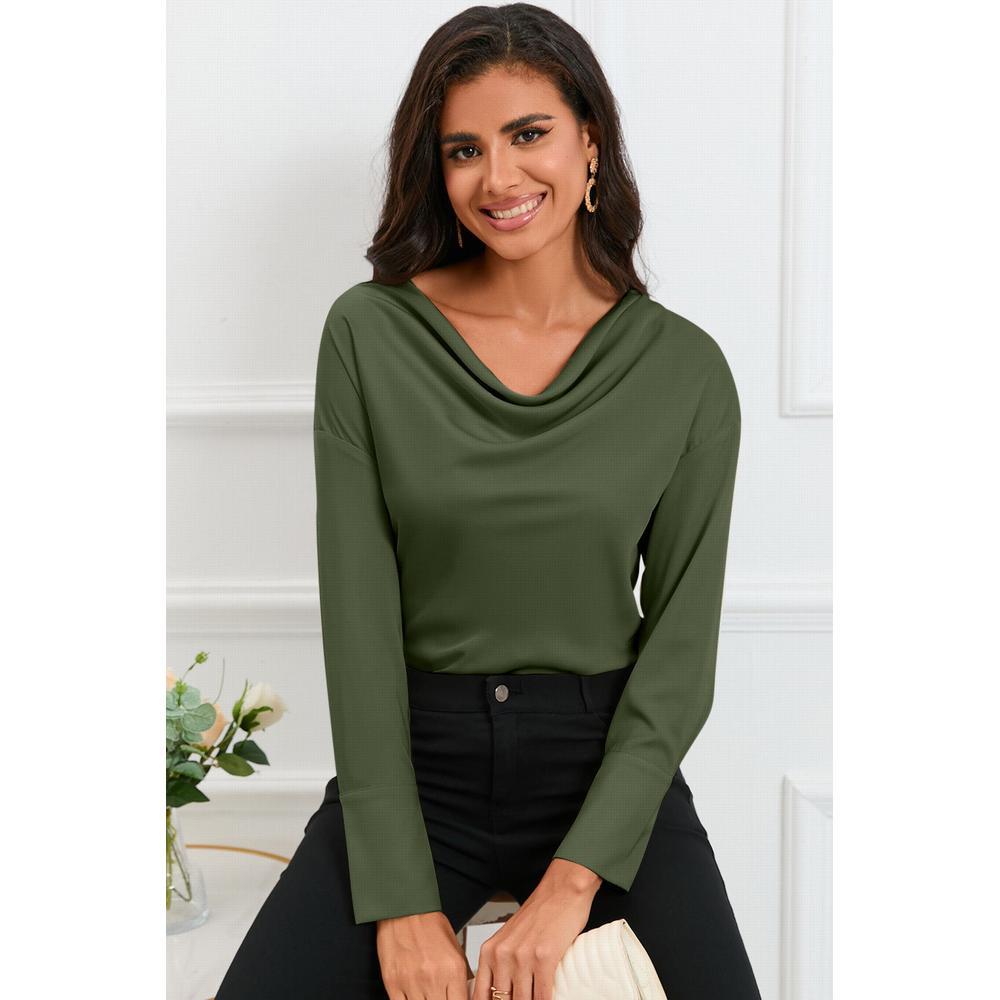 Azura Exchange Cowl Neck Long Sleeve Blouse - 2XL