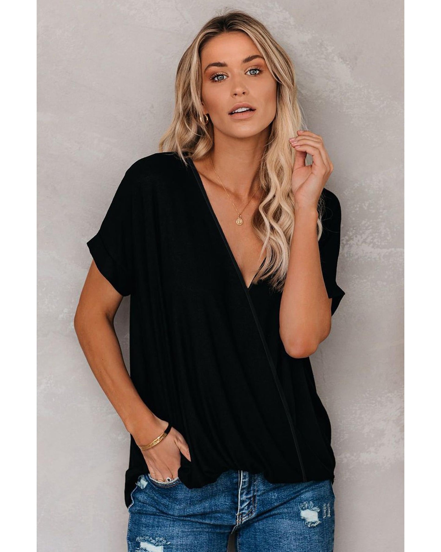 Azura Exchange Draped Knit Top - 2XL