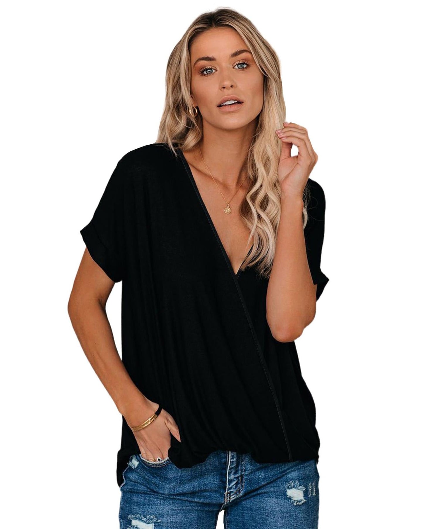 Azura Exchange Draped Knit Top - 2XL