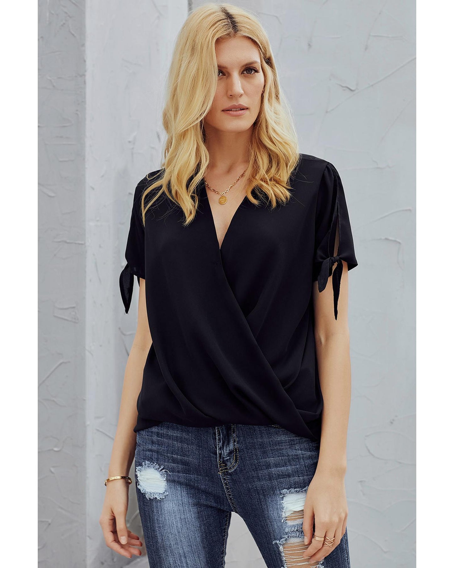 Azura Exchange Draped Silk Blouse - L