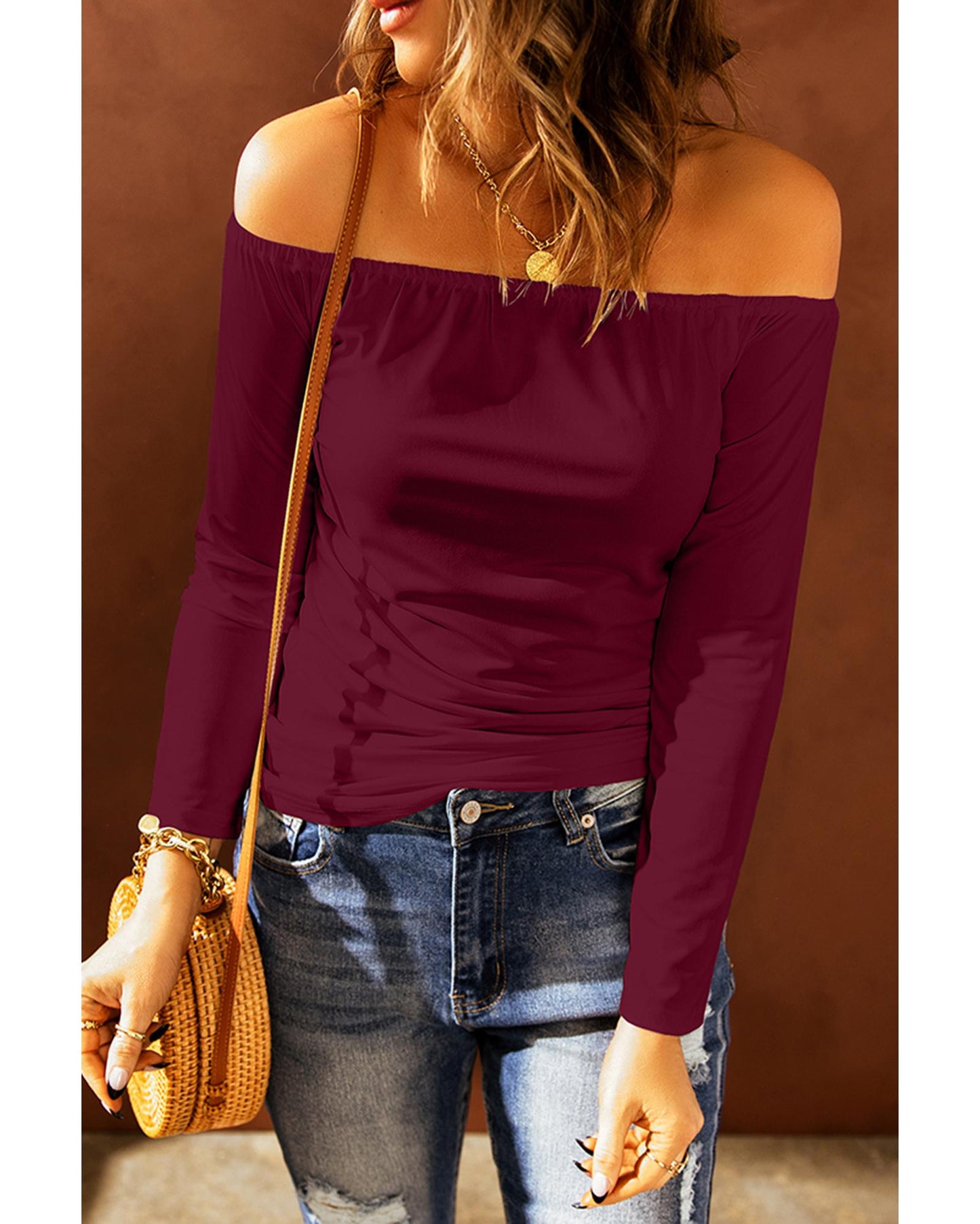 Azura Exchange Off Shoulder Long Sleeve Top - L