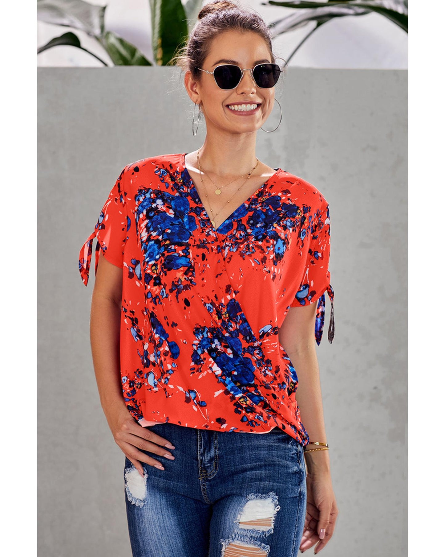 Azura Exchange Twist Floral Top - XL