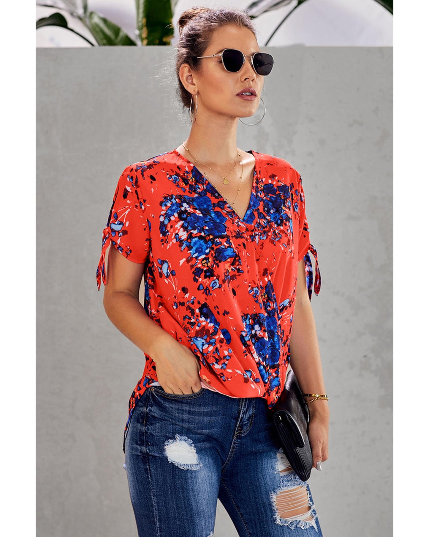 Azura Exchange Twist Floral Top - XL