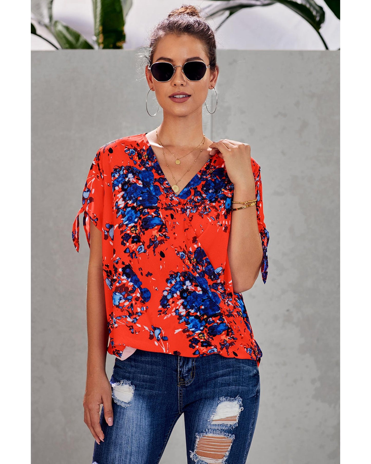 Azura Exchange Twist Floral Top - XL