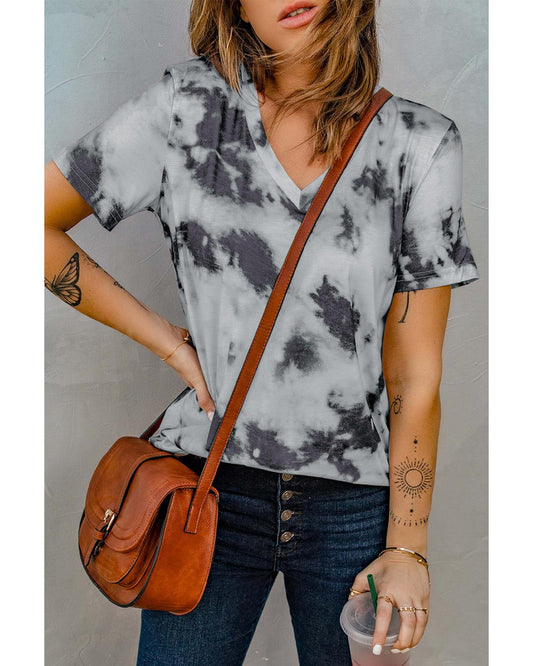 Azura Exchange V Neck Tie-dye T-shirt - S