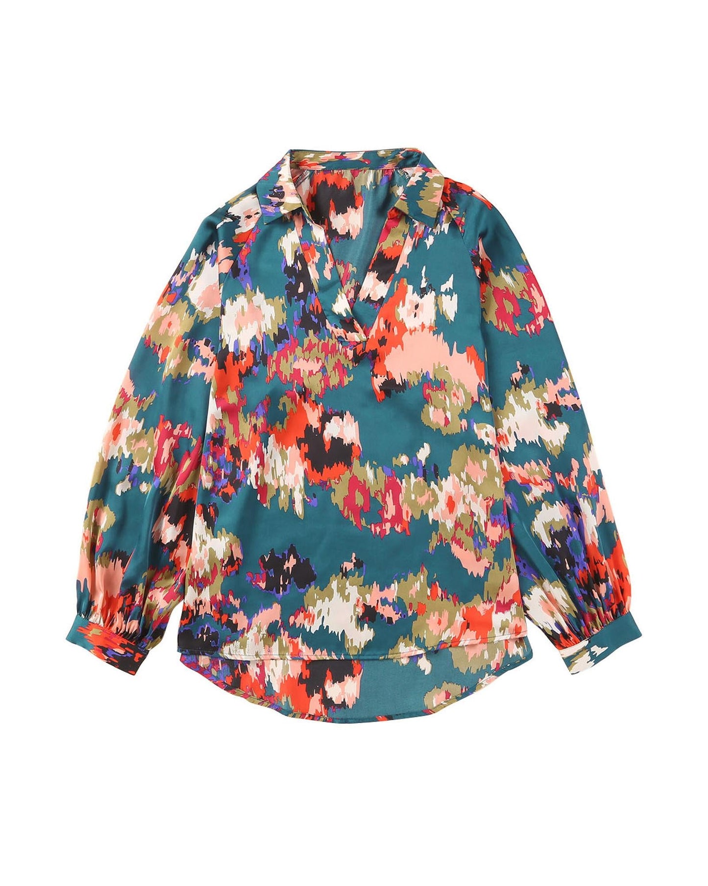 Azura Exchange Graffiti Printed V Neck Puff Sleeve Blouse - S