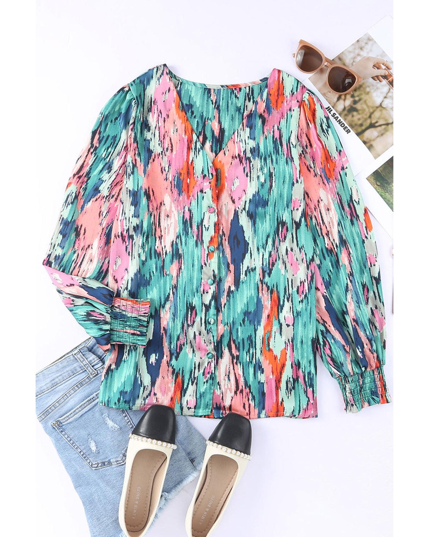 Azura Exchange Abstract Print Long Sleeve Shirt - M