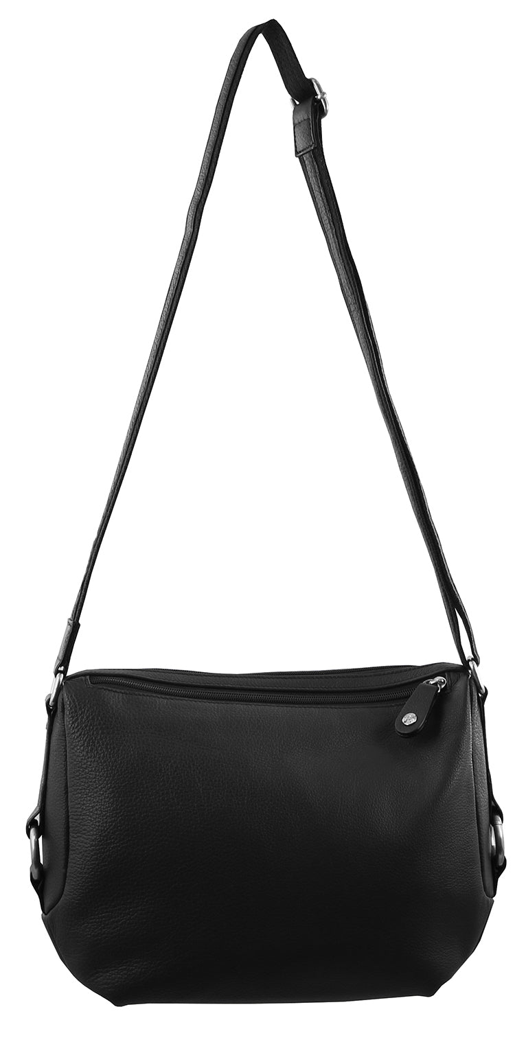 Milleni Cross Body Bag Soft Genuine Italian Leather - Black